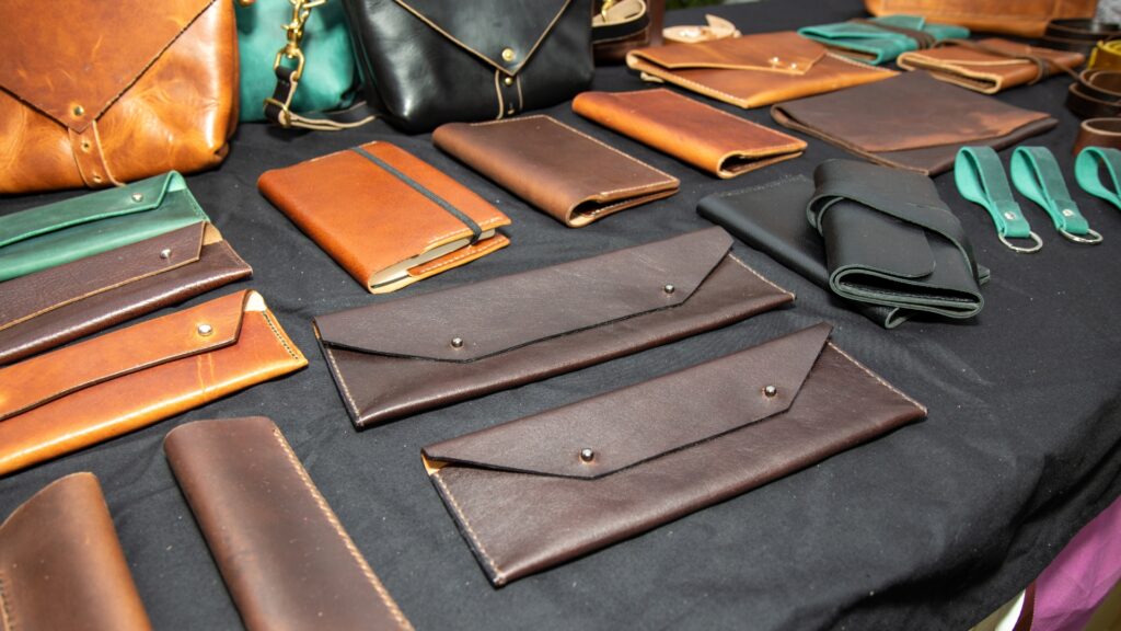 leather products on a table